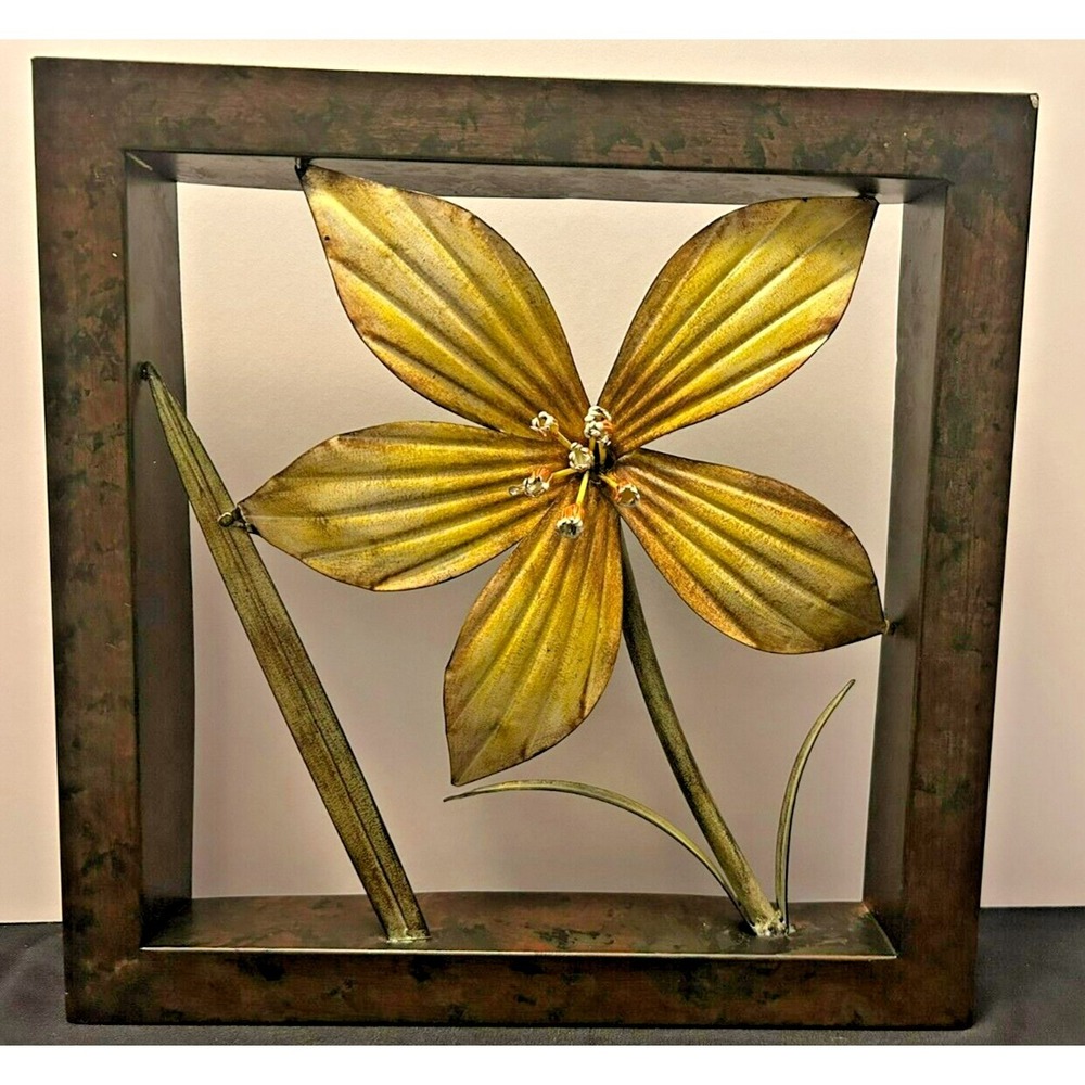 Contemporary Yellow Flower Metal Wall Hanging- 3D